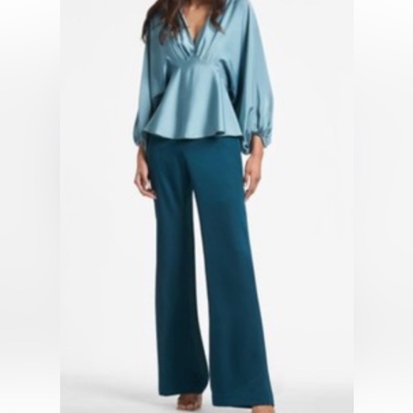 Sachin + Babi NWT SZ‎ 4 the Alli in Bottle green Wide Leg Palazzo Pants - Picture 1 of 15